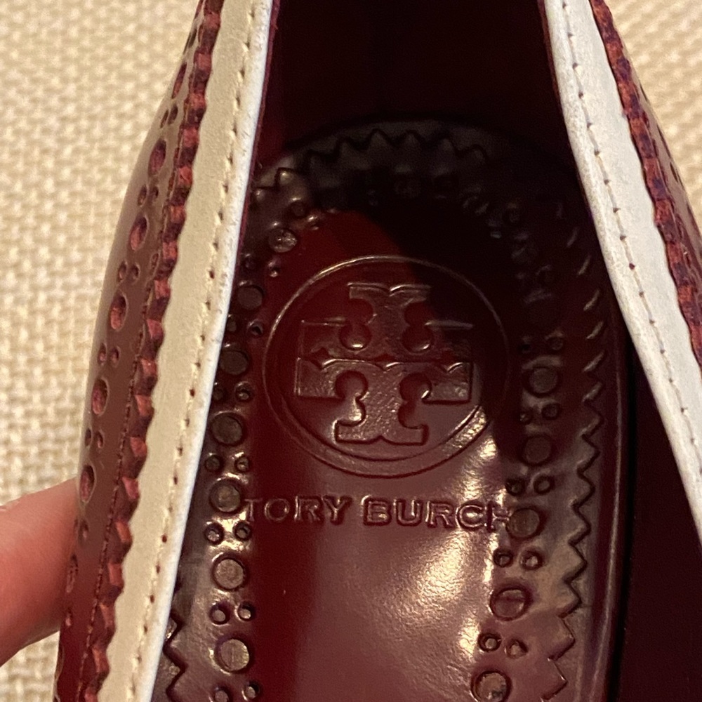 Vintage Tory Burch Spectator Pumps / Merlot & White / Womens Size 6 - Picture 7 of 13